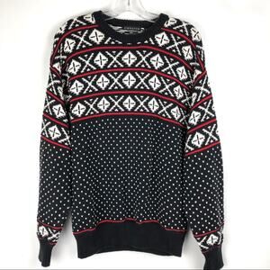 Vintage blue white chunky 80s 90s grandpa oversized Nordic sweater mens medium